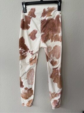 WeWoreWhat Cream and Brown Cow-Print Leggings